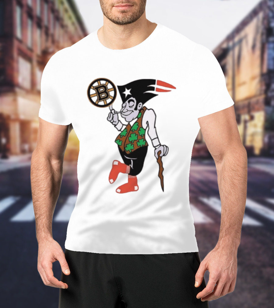 Boston All Sport Team Vintage Mascot With Clover And Cane T-Shirt