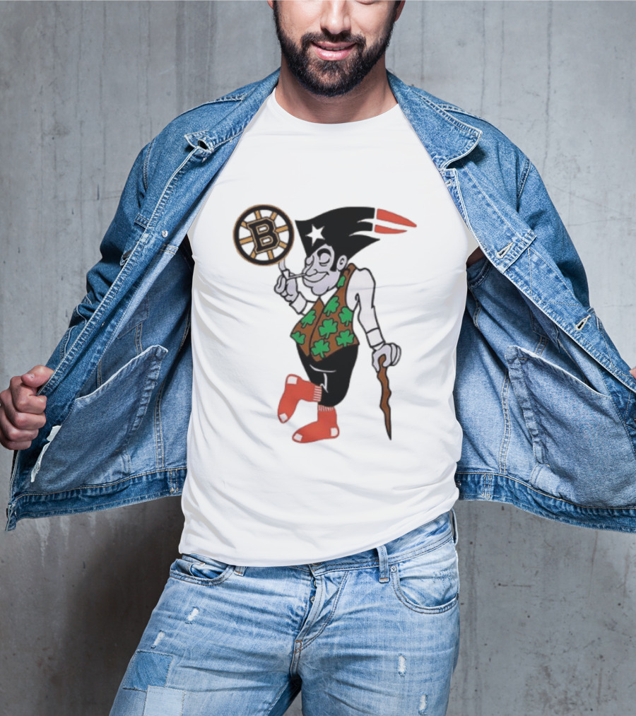 Boston All Sport Team Vintage Mascot With Clover And Cane T-Shirt