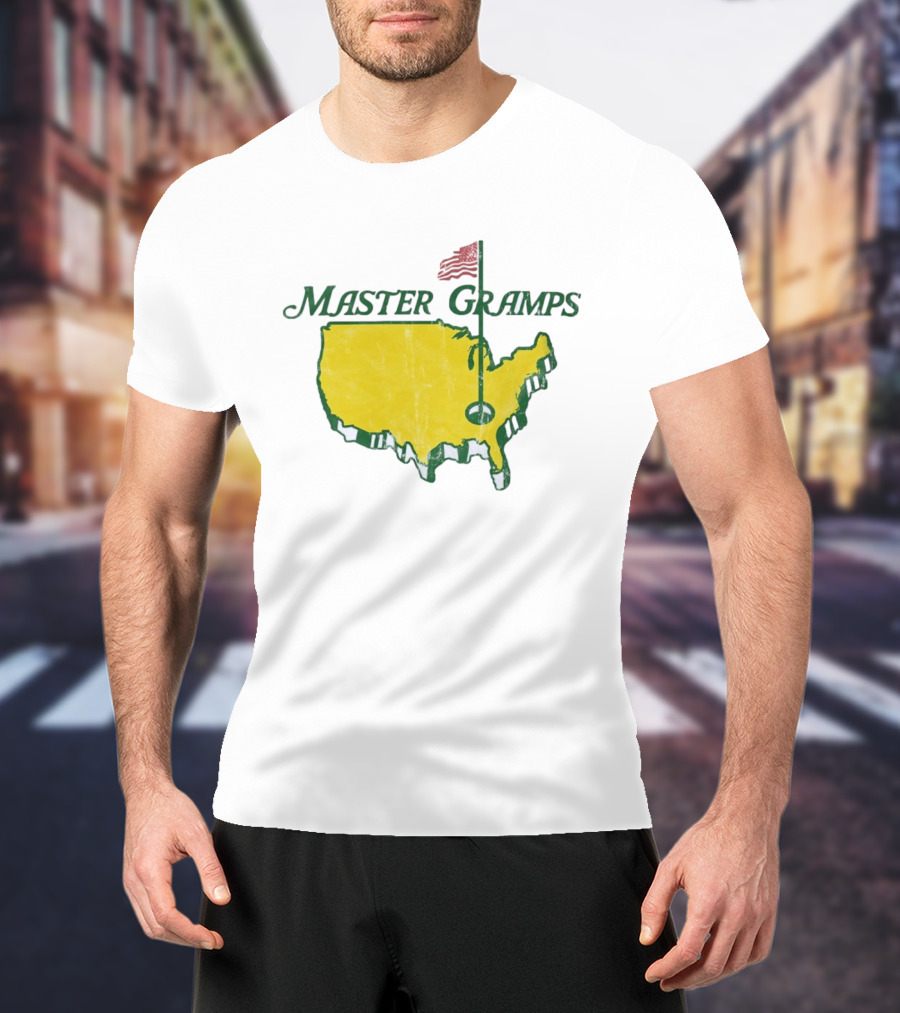 Master Gramps Golfing USA Flag Map T-Shirt
