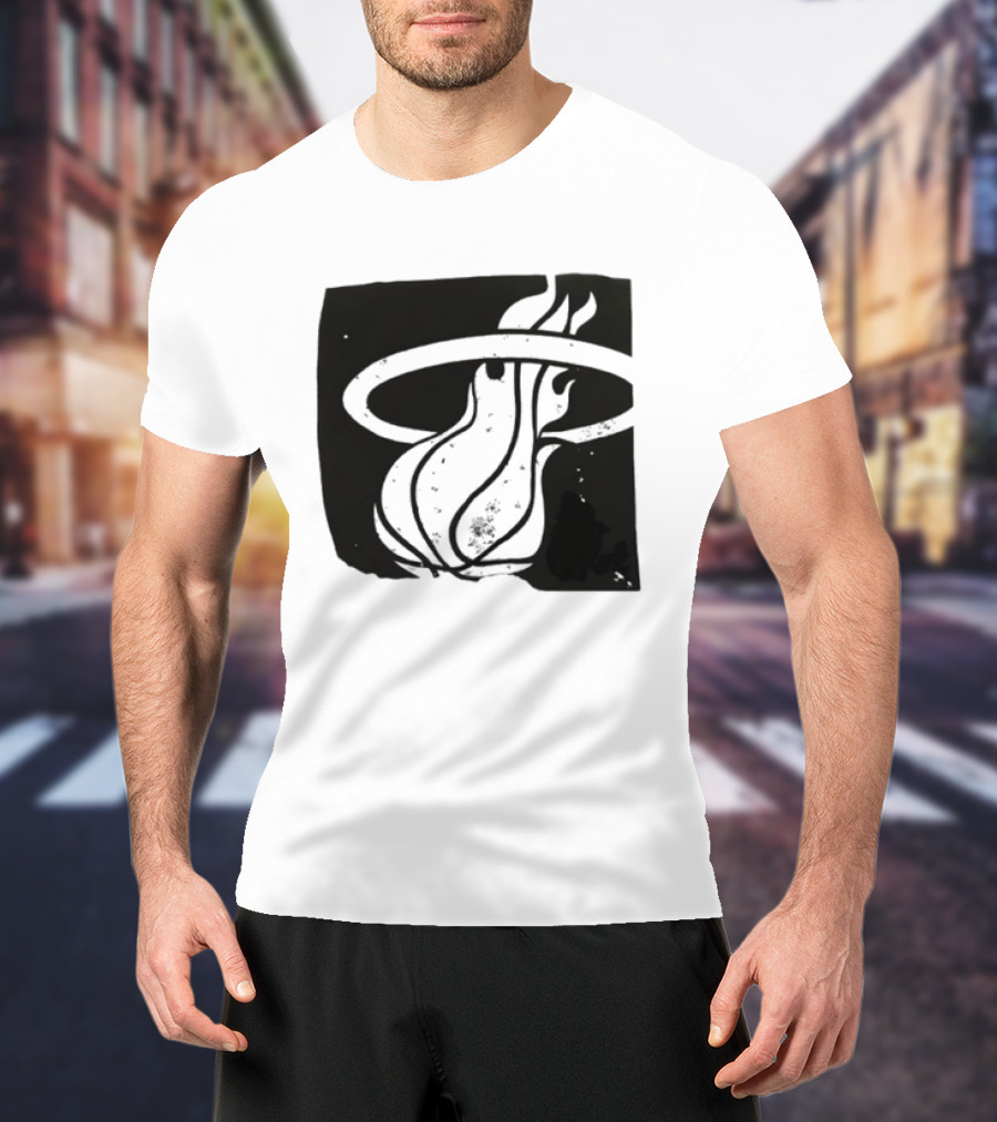 Miami Heat Basketball NBA Iconic Flaming Ball T-Shirt