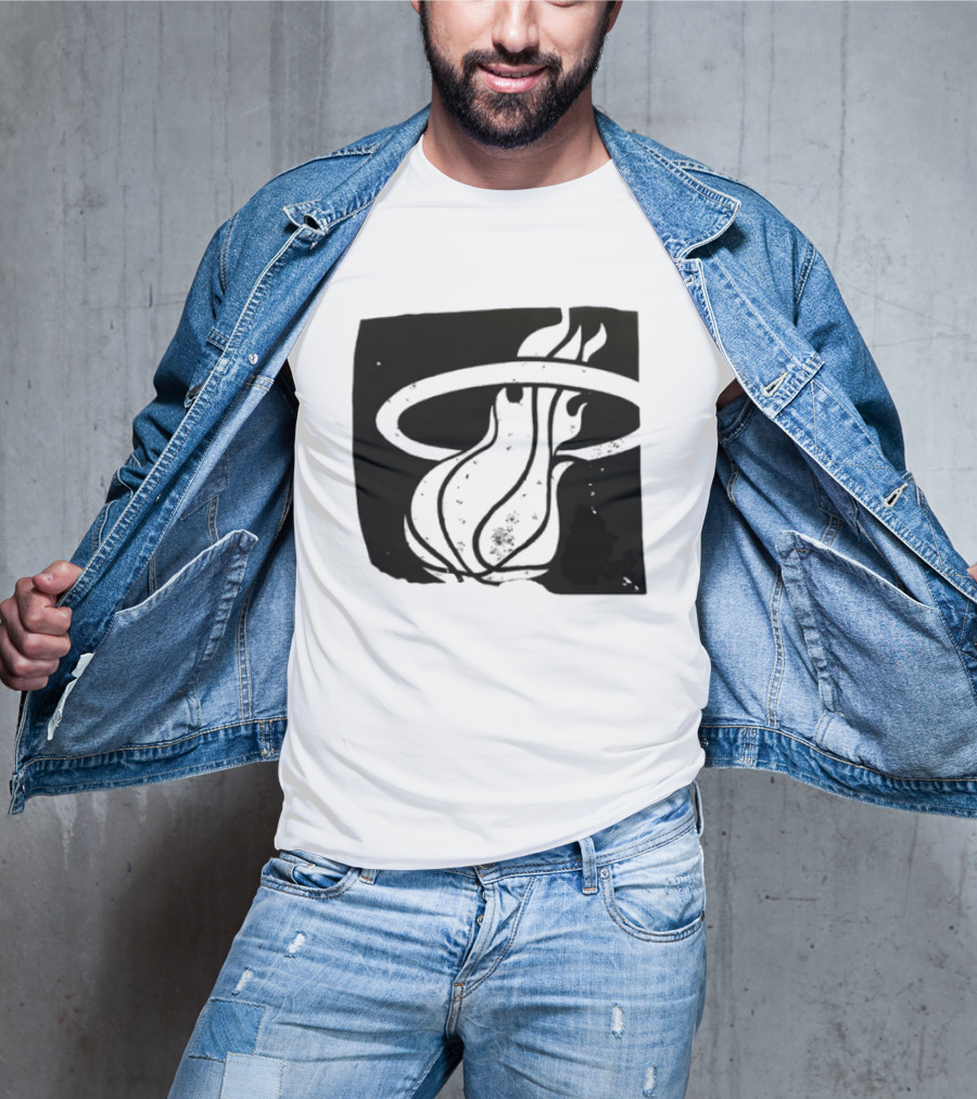 Miami Heat Basketball NBA Iconic Flaming Ball T-Shirt
