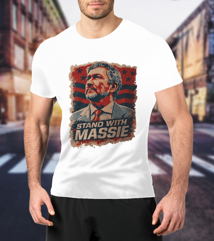 Stand With Massie Patriotic Political Artwork With Stars And Stripes T-Shirt