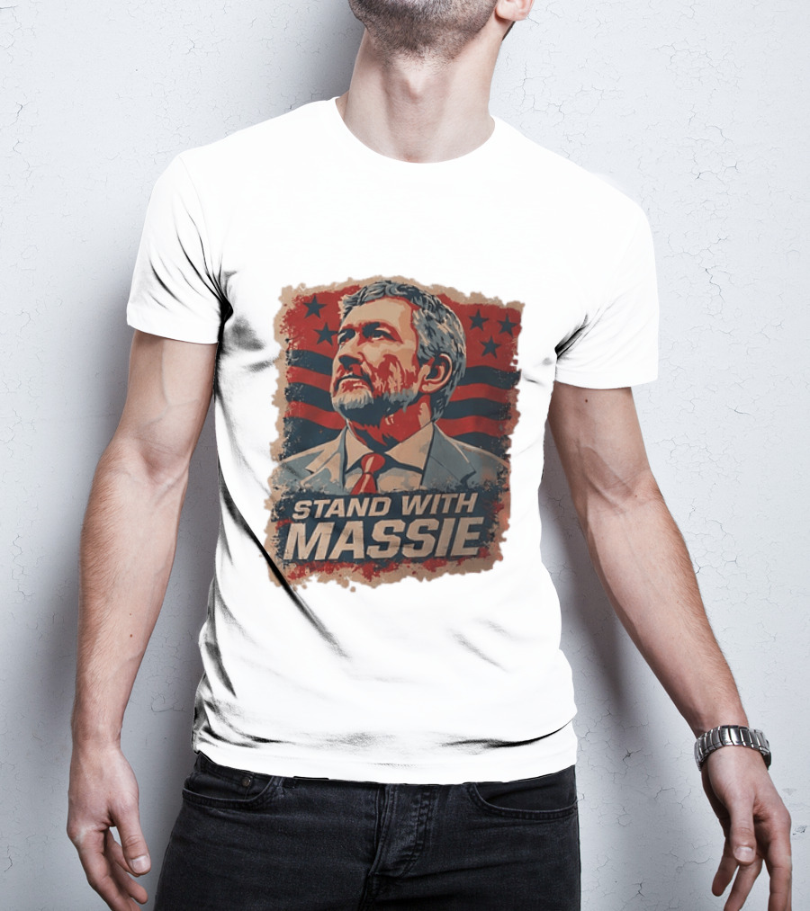 Stand With Massie Patriotic Political Artwork With Stars And Stripes T-Shirt