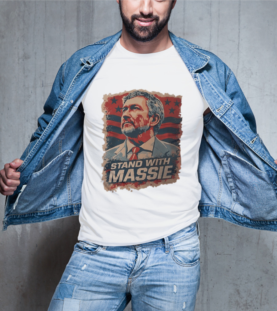 Stand With Massie Patriotic Political Artwork With Stars And Stripes T-Shirt