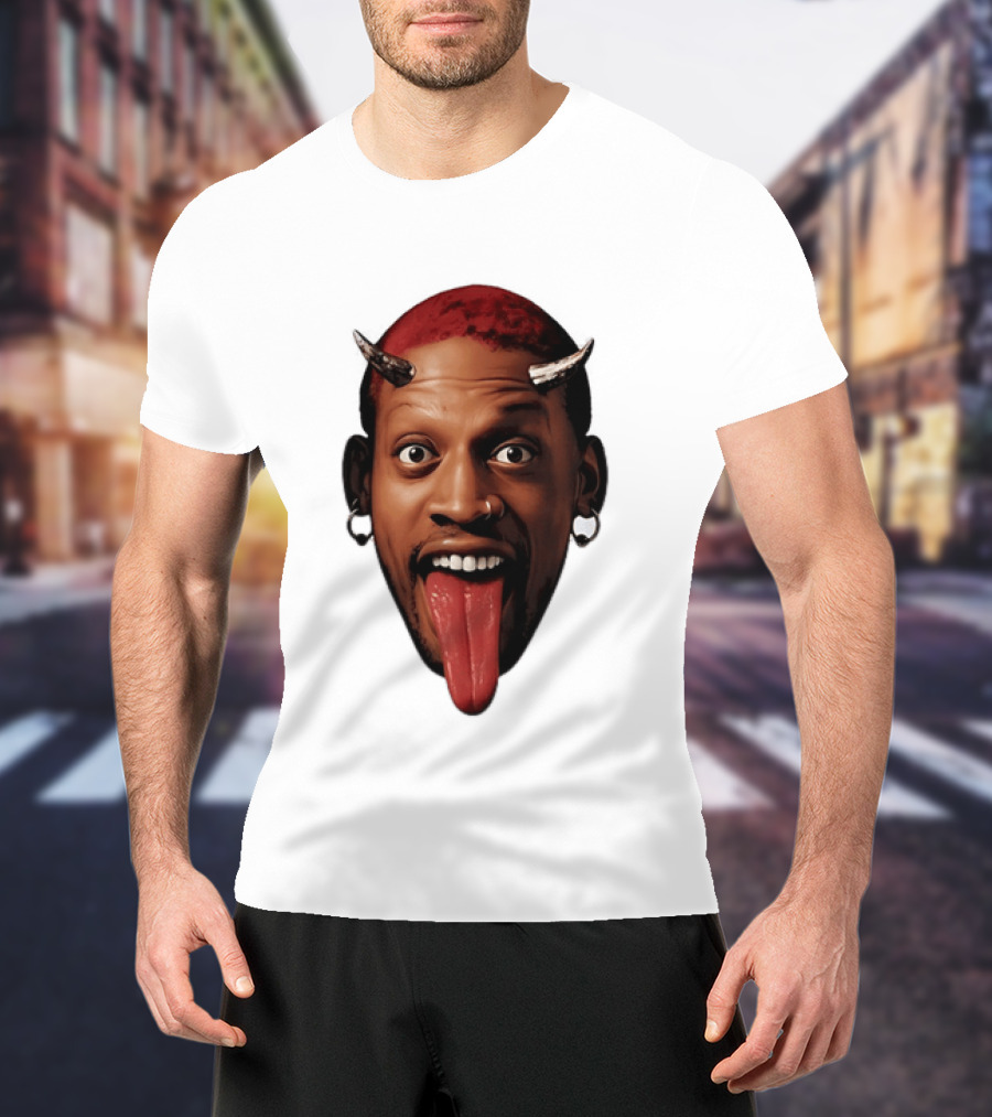 Dennis Rodman Big Face Devil Horns Chicago Bulls T-Shirt