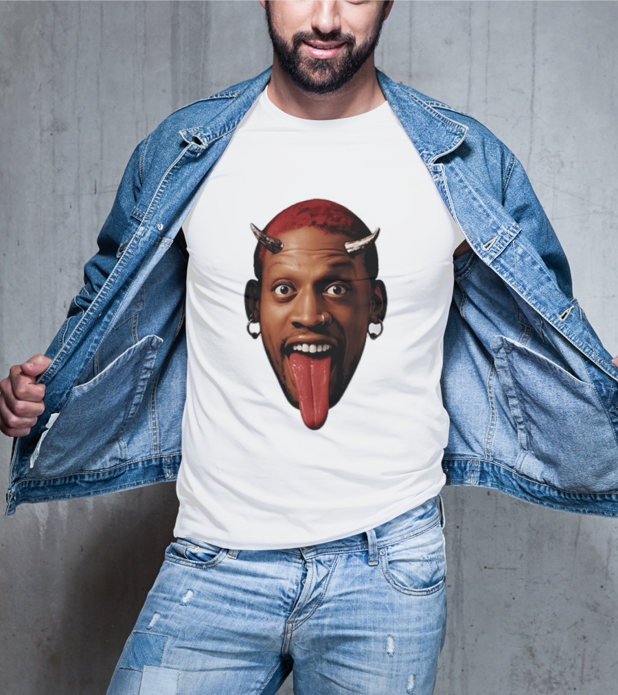 Dennis Rodman Big Face Devil Horns Chicago Bulls T-Shirt