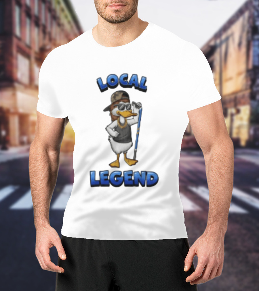 Duck Local Legend Hockey Player In Sunglasses And Cap T-Shirt
