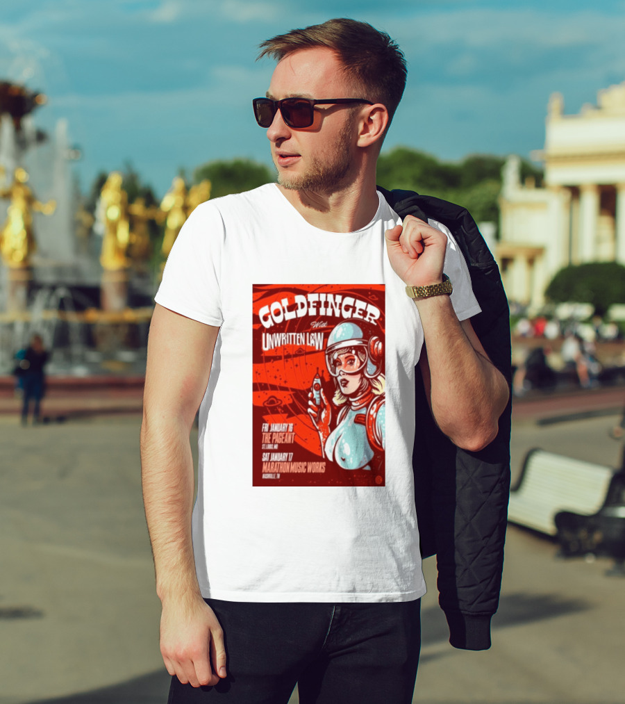 Goldfinger With Unwritten Law The Pageant St. Louis Marathon Music Works Nashville January 16 17 2026 Concert Retro Futuristic Spacewoman T-Shirt