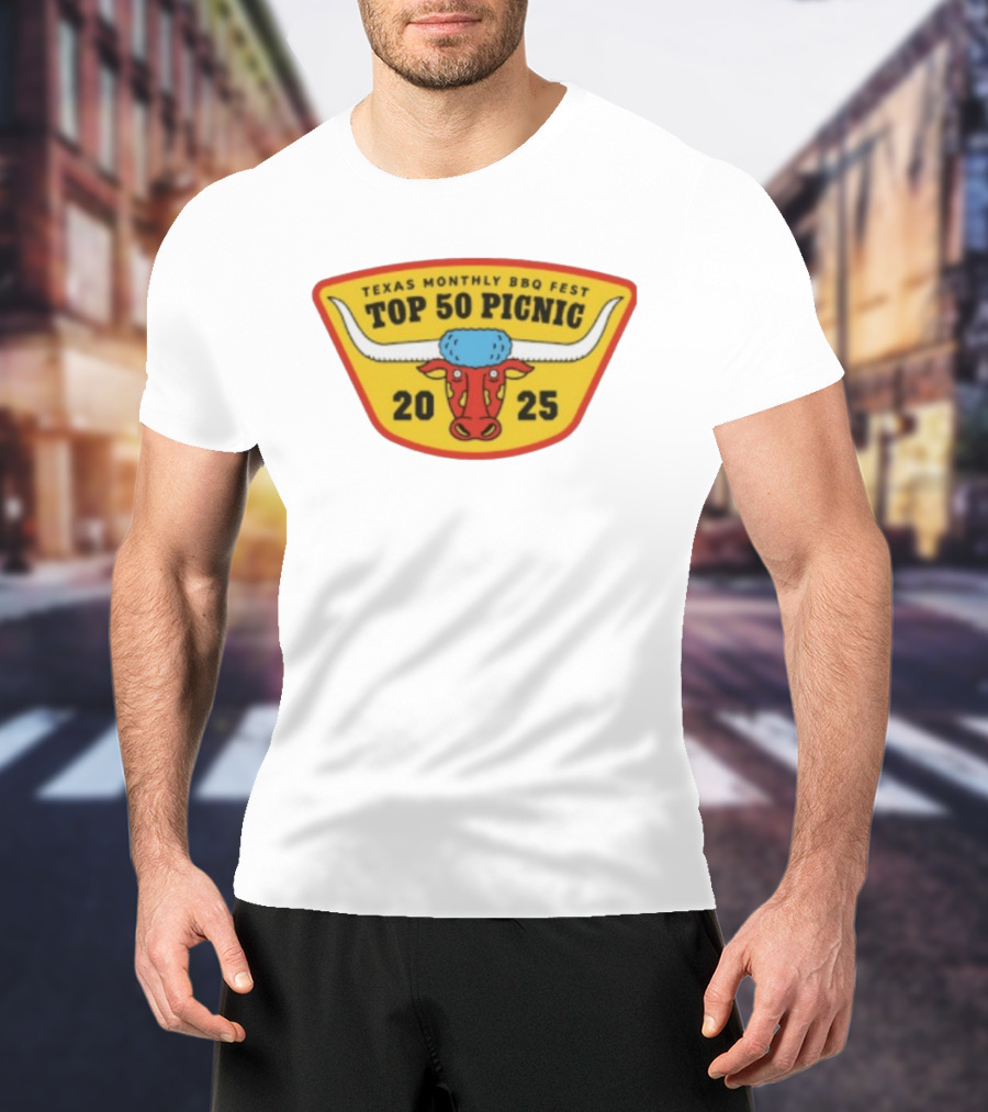 Texas Monthly BBQ Fest Top 50 Picnic 2025 Longhorn T-Shirt