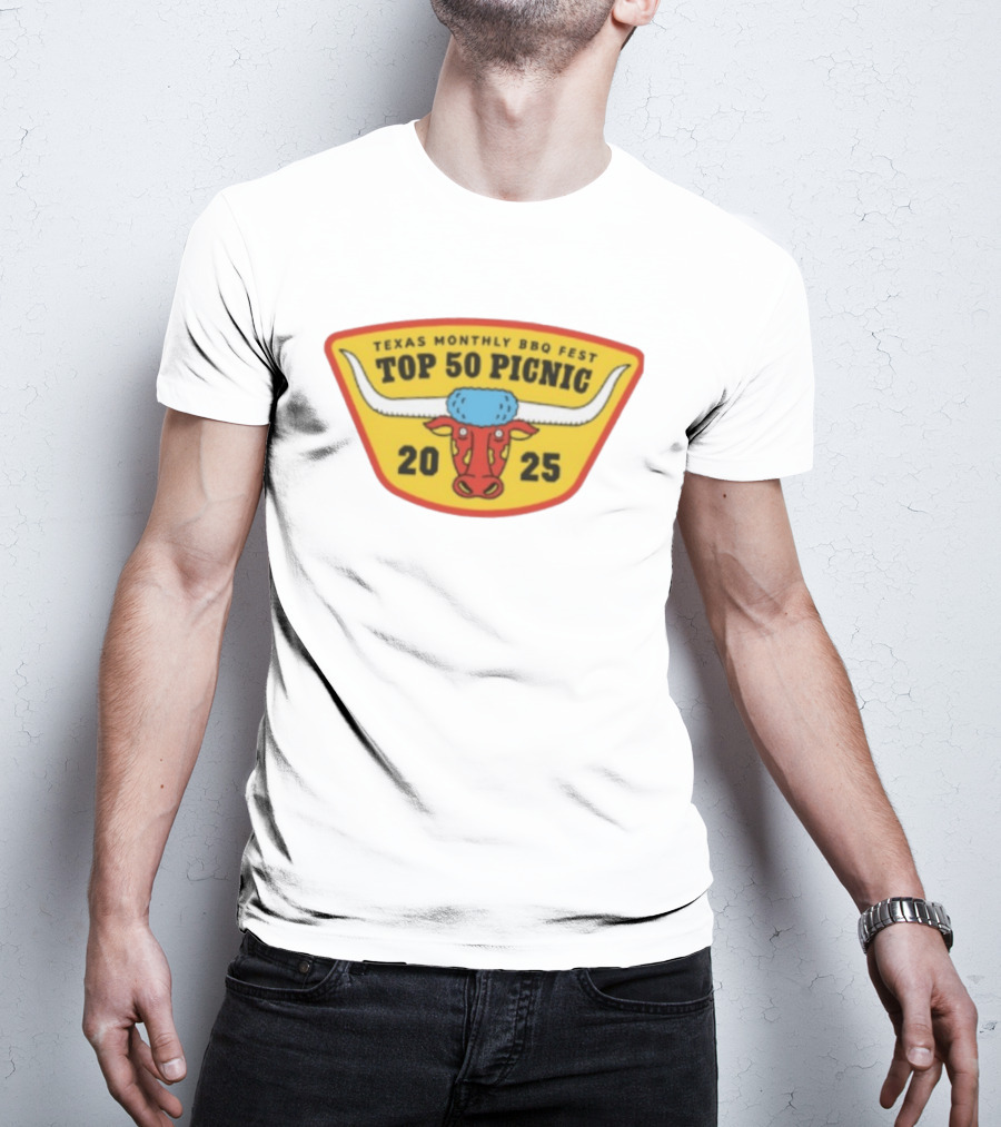 Texas Monthly BBQ Fest Top 50 Picnic 2025 Longhorn T-Shirt