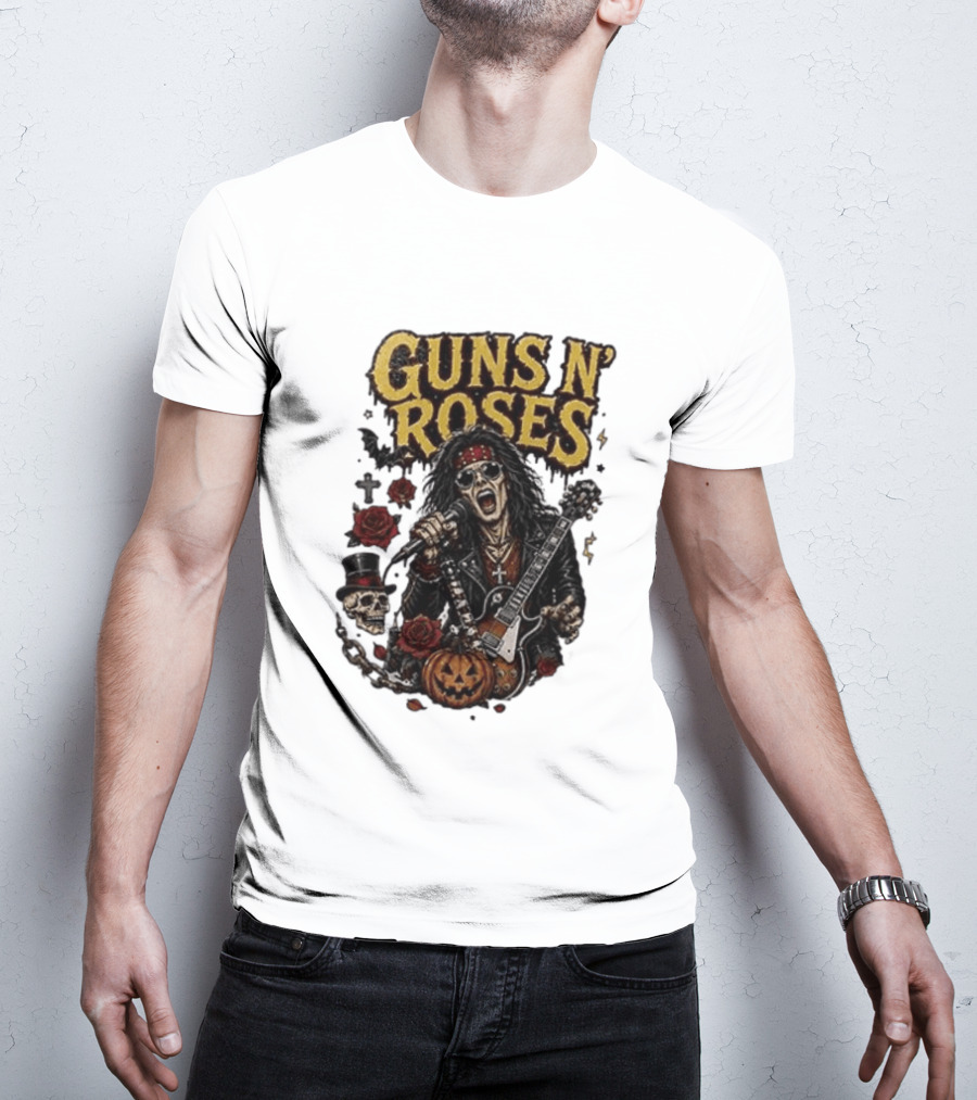 Guns N' Roses I'm A GNR Ghoul Appetite For Fright Halloween Rocks With Skulls And Pumpkins T-Shirt