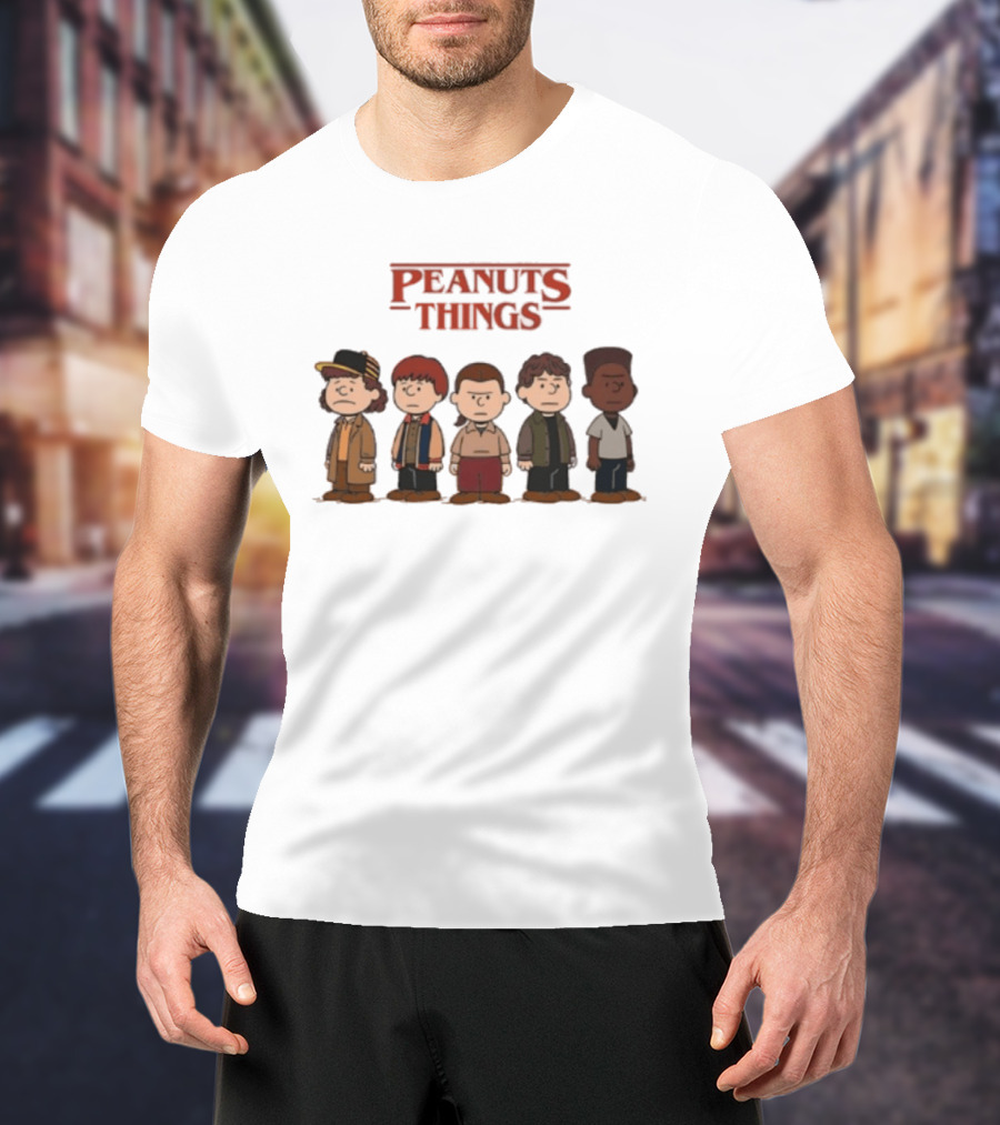 Peanuts Things Cartoon Characters Mashup Stranger 80s T-Shirt