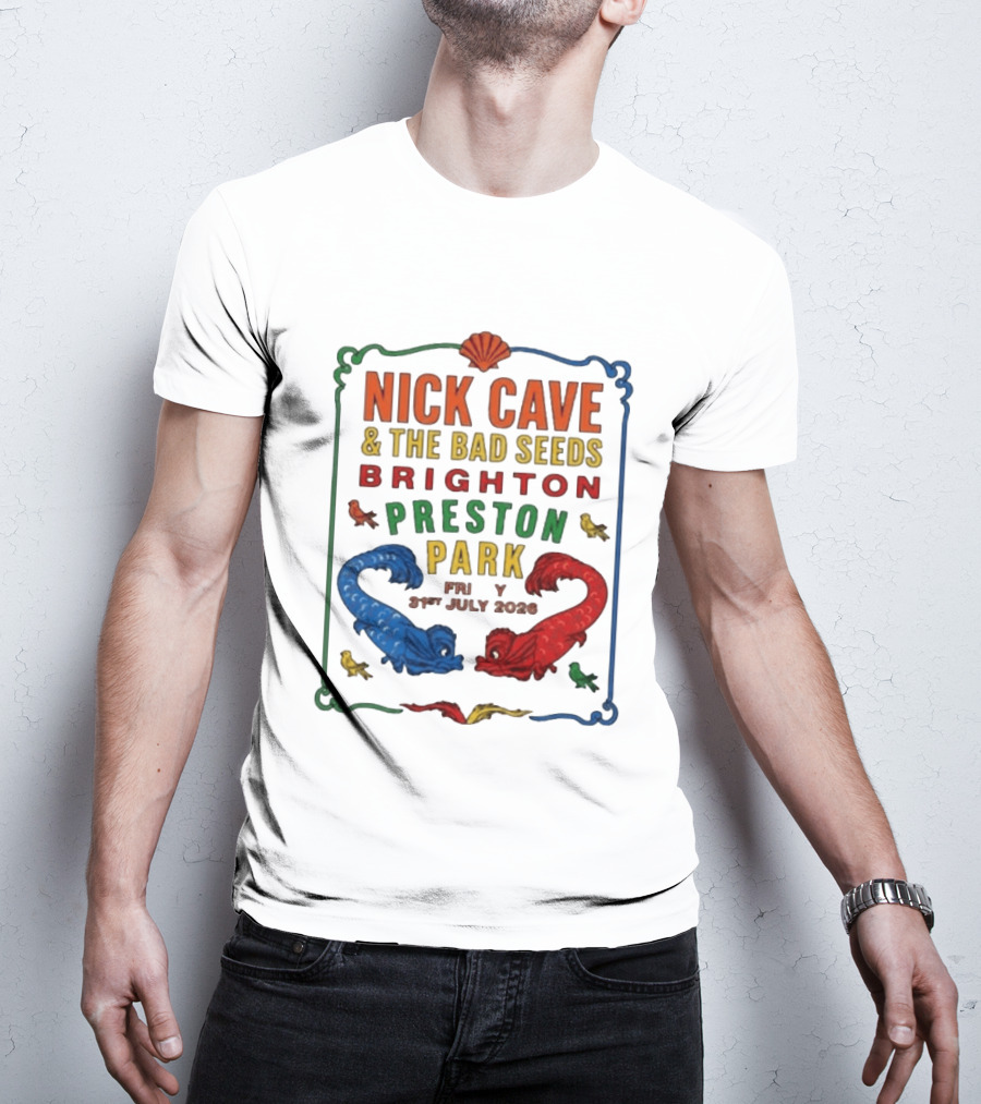 Nick Cave & The Bad Seeds Brighton Preston Park 31 July 2026 Colorful Dragons T-Shirt