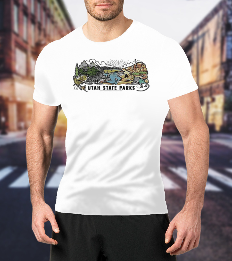 Utah State Parks Scenic Landscape With Mountains And Trees T-Shirt