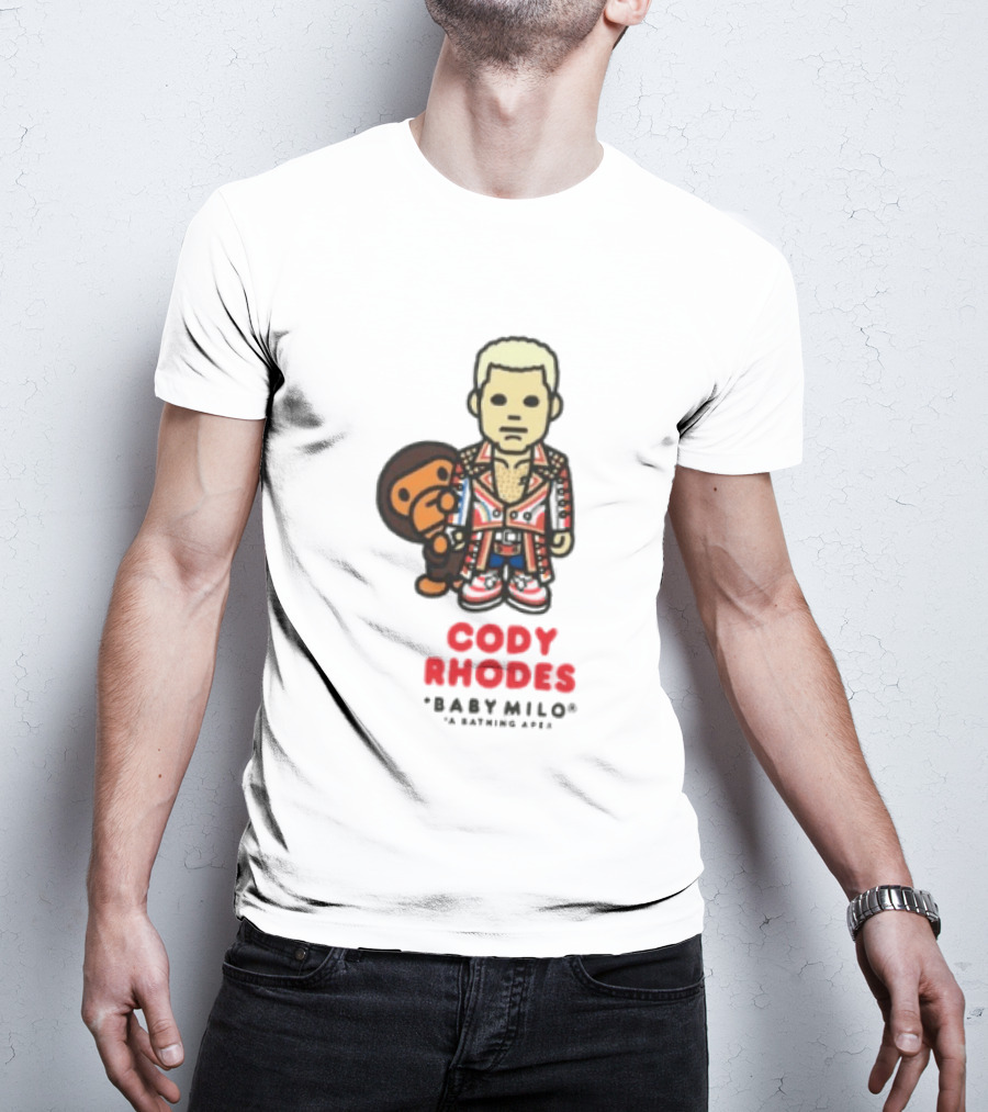 Cody Rhodes Baby Milo Wrestling Mens White Wwe Collaboration T-Shirt