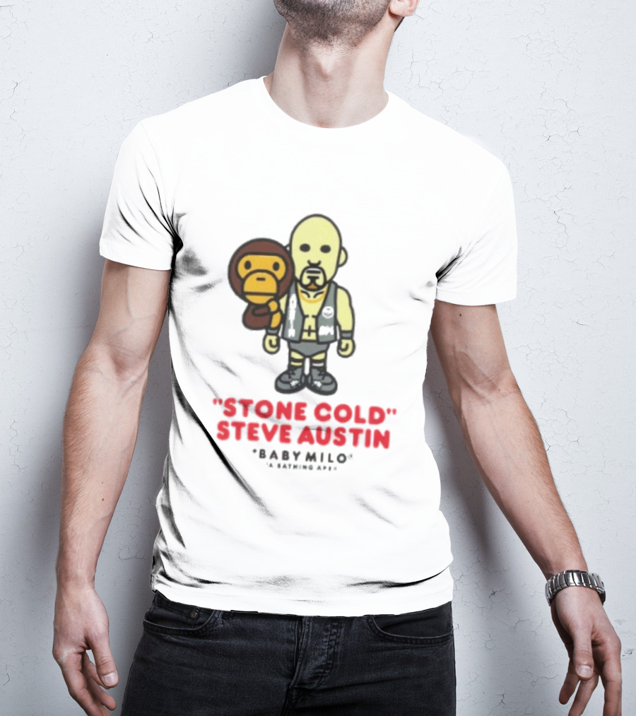 Stone Cold Steve Austin Baby Milo Collaboration Mens White T-Shirt