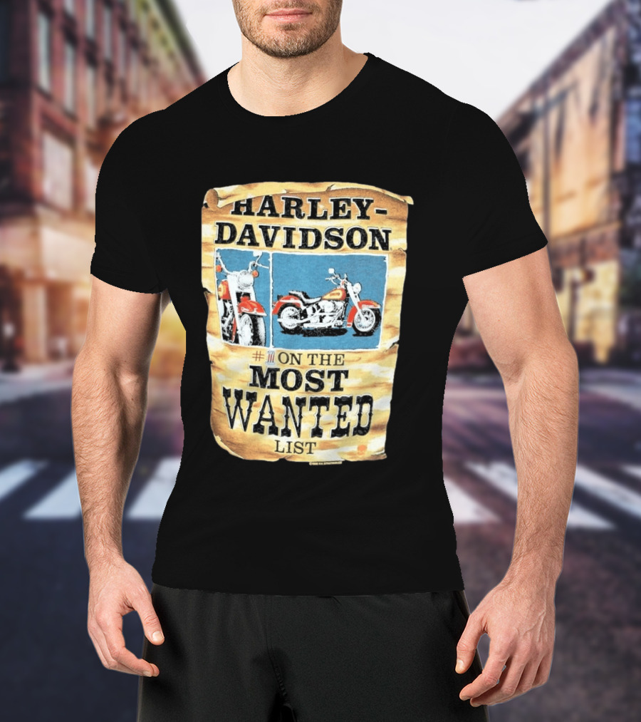 Harley Davidson #1 On The Most Wanted List Motorcycle 1986 Bismarck North Dakota T-Shirt