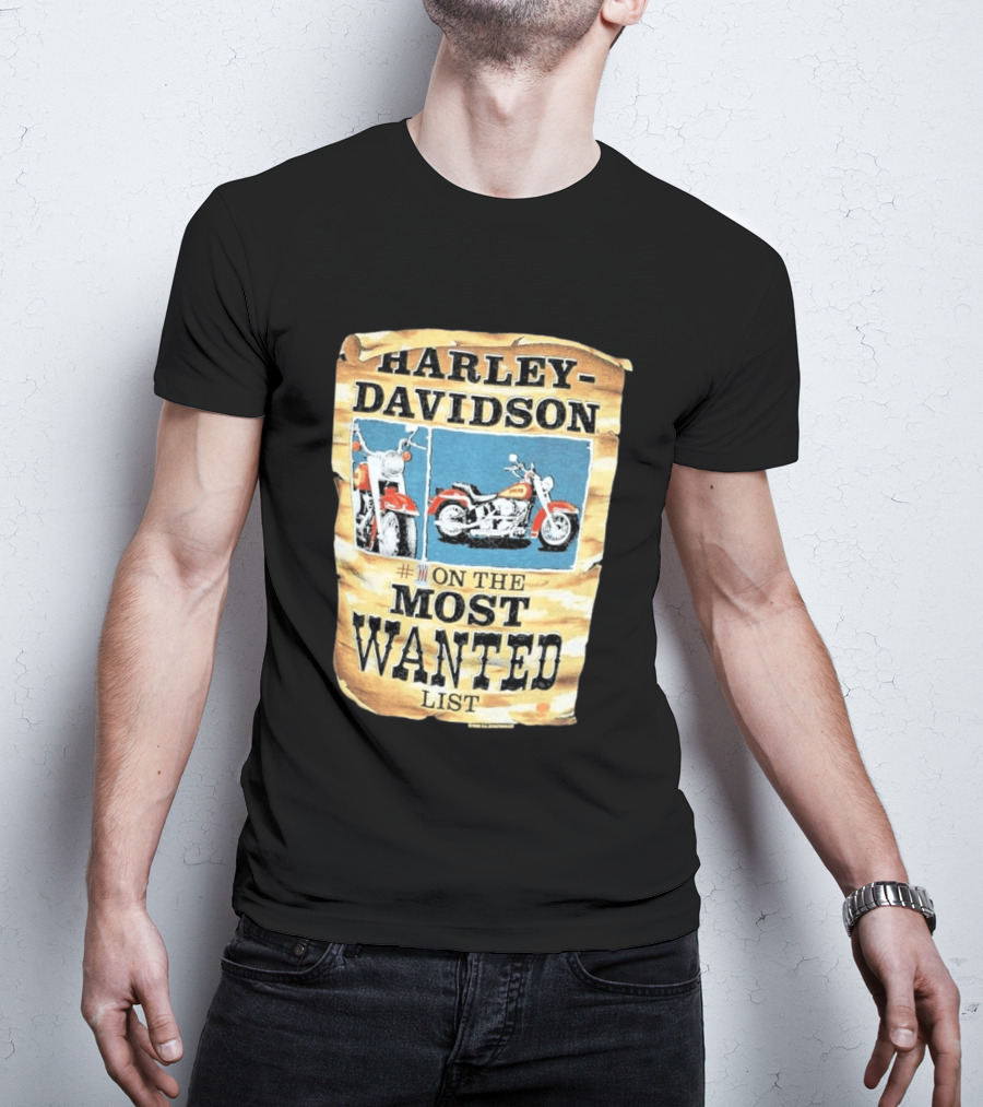 Harley Davidson #1 On The Most Wanted List Motorcycle 1986 Bismarck North Dakota T-Shirt