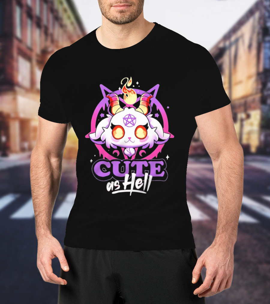 Cute As Hell Goat Demon Pentagram Flame T-Shirt