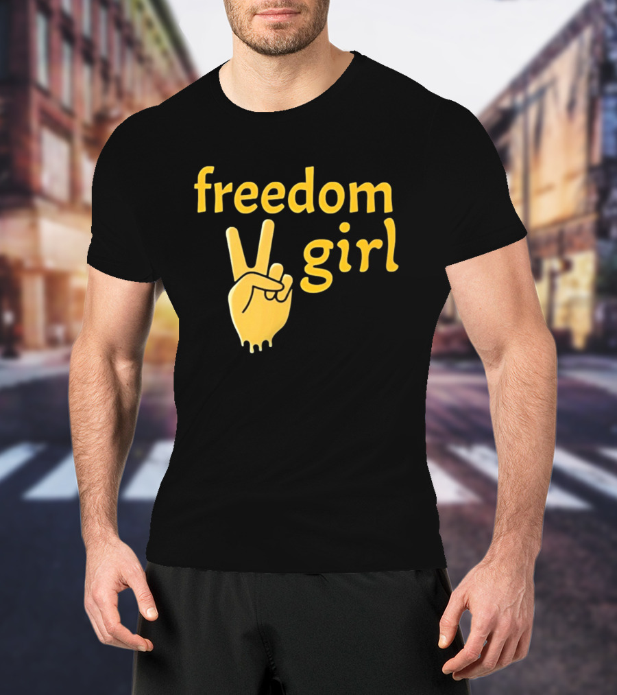Freedom Girl Peace Sign Hand Gesture T-Shirt