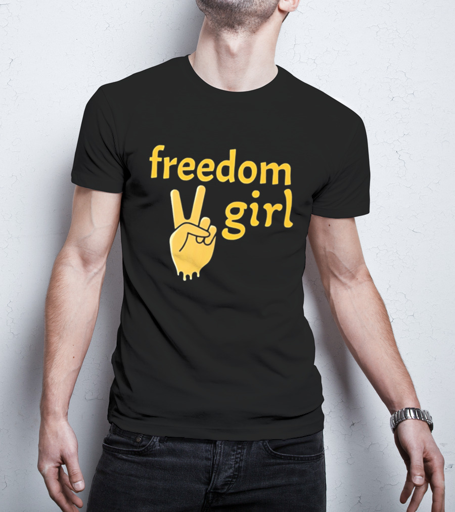Freedom Girl Peace Sign Hand Gesture T-Shirt