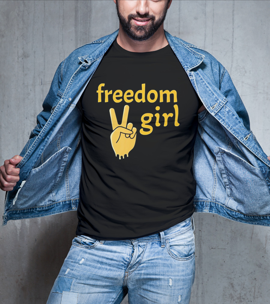 Freedom Girl Peace Sign Hand Gesture T-Shirt