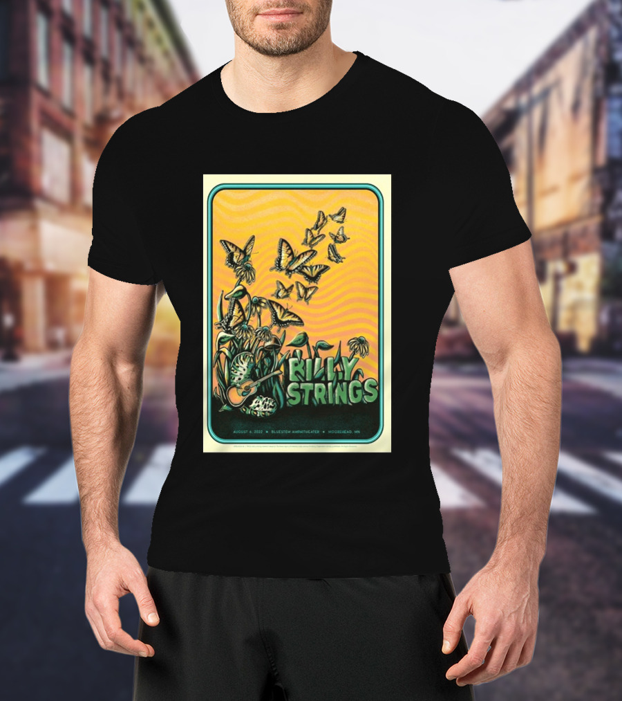 Billy Strings Bluestem Amphitheater August 6 2022 Butterfly Moorehead MN T-Shirt