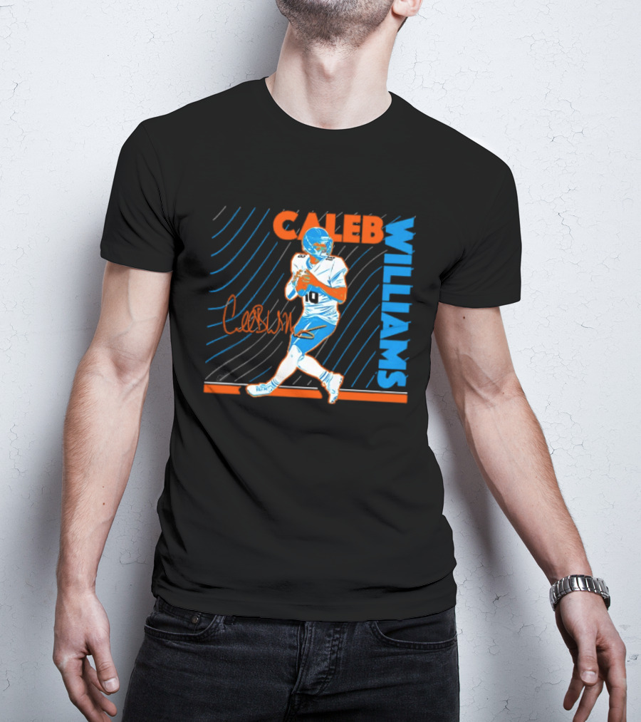 Caleb Williams Signed Football Chicago Bears Action Quarterback Sports Memorabilia T-Shirt