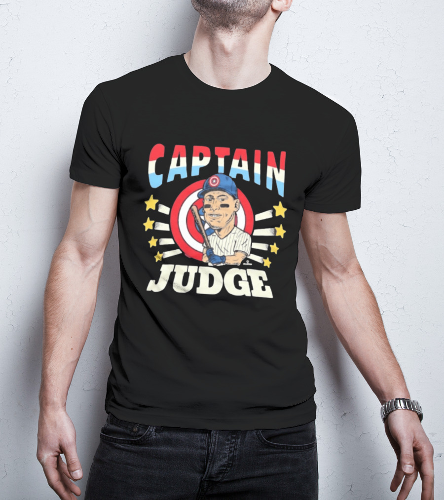 Captain America Judge Baseball Caricature Stars T-Shirt