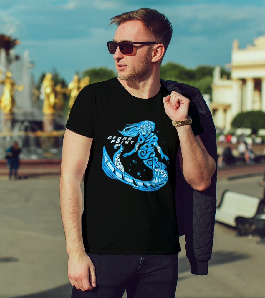 Cedar Point Sirens Curse Roller Blue Mermaid T-Shirt