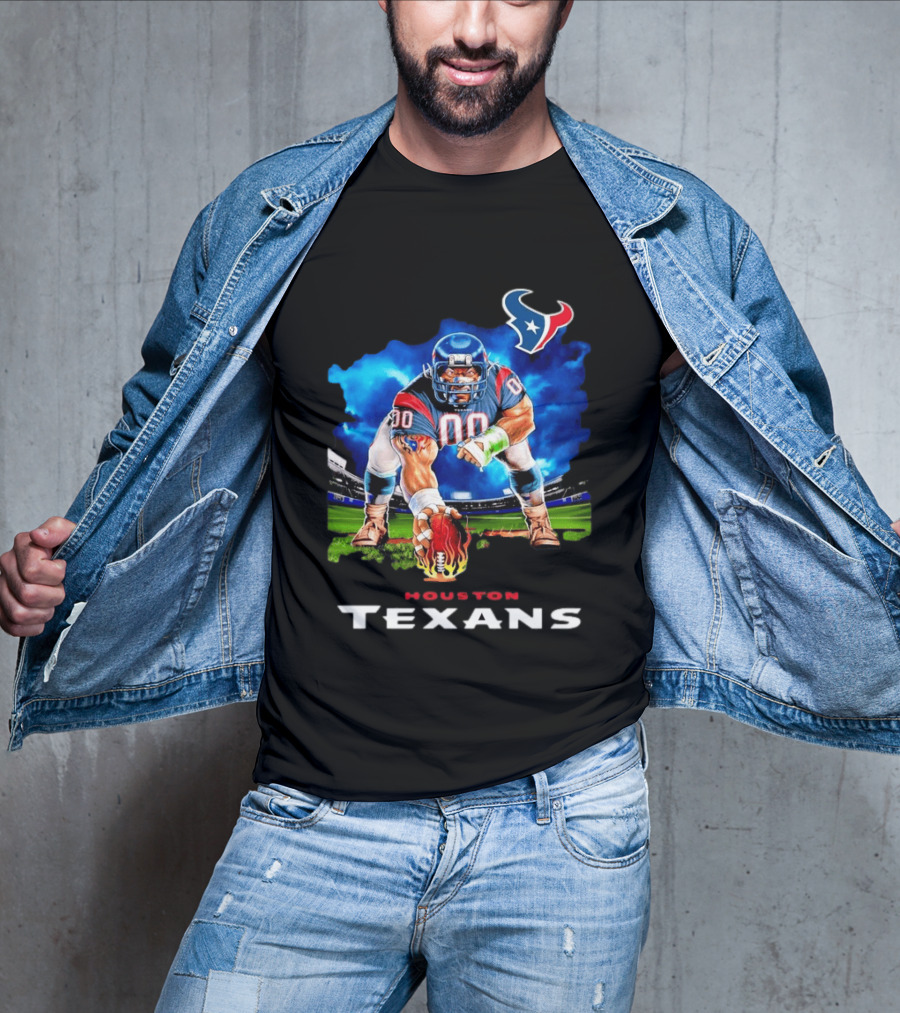 Houston Texans Ferocious Football Player NFL Team Spirit Challenge T-Shirt