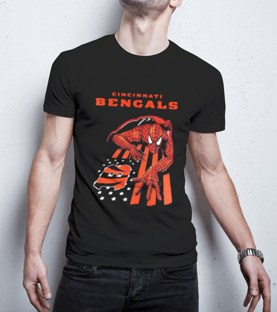 Cincinnati Bengals Spiderman Stripes Marvel T-Shirt