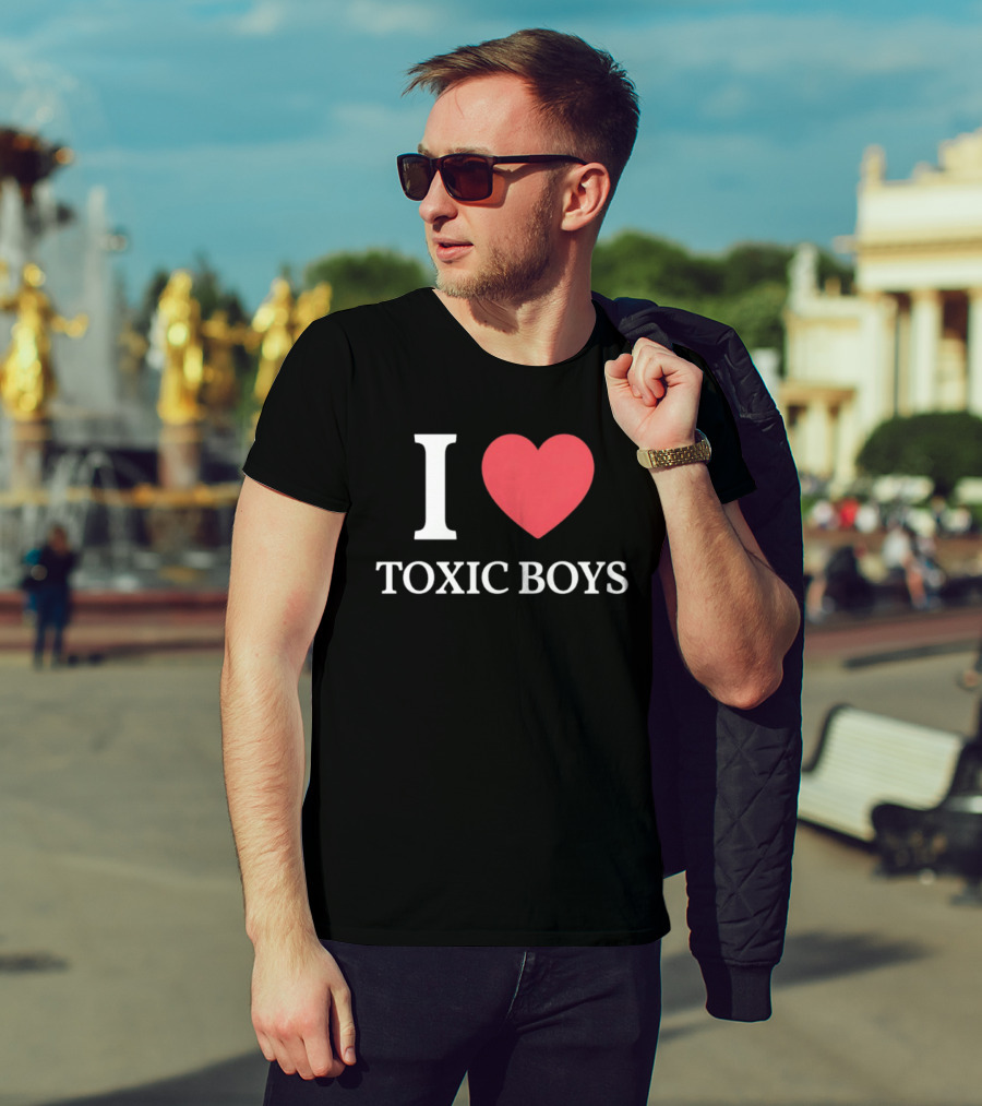 I Heart Toxic Boys Bold White And Red T-Shirt
