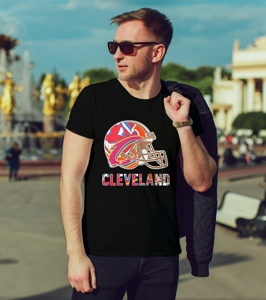 Cleveland Football Cavaliers Browns Guardians Helmet T-Shirt