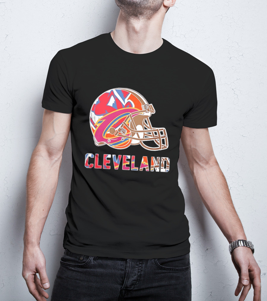 Cleveland Football Cavaliers Browns Guardians Helmet T-Shirt