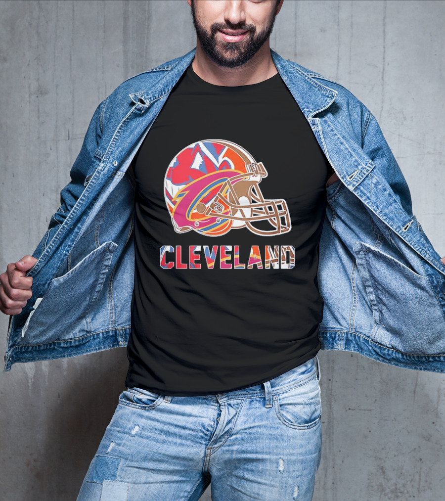 Cleveland Football Cavaliers Browns Guardians Helmet T-Shirt