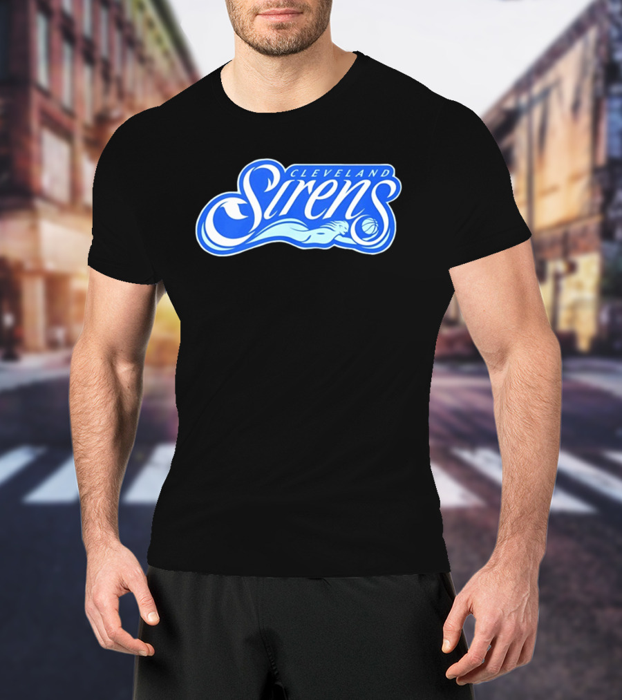 Cleveland Sirens Basketball Sports Team Oceanic Logo With Athlete And Ball T-Shirt