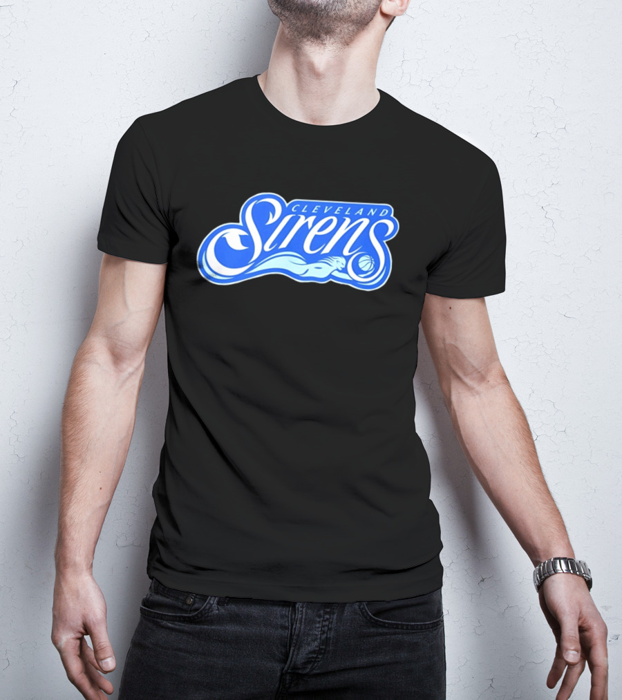 Cleveland Sirens Basketball Sports Team Oceanic Logo With Athlete And Ball T-Shirt
