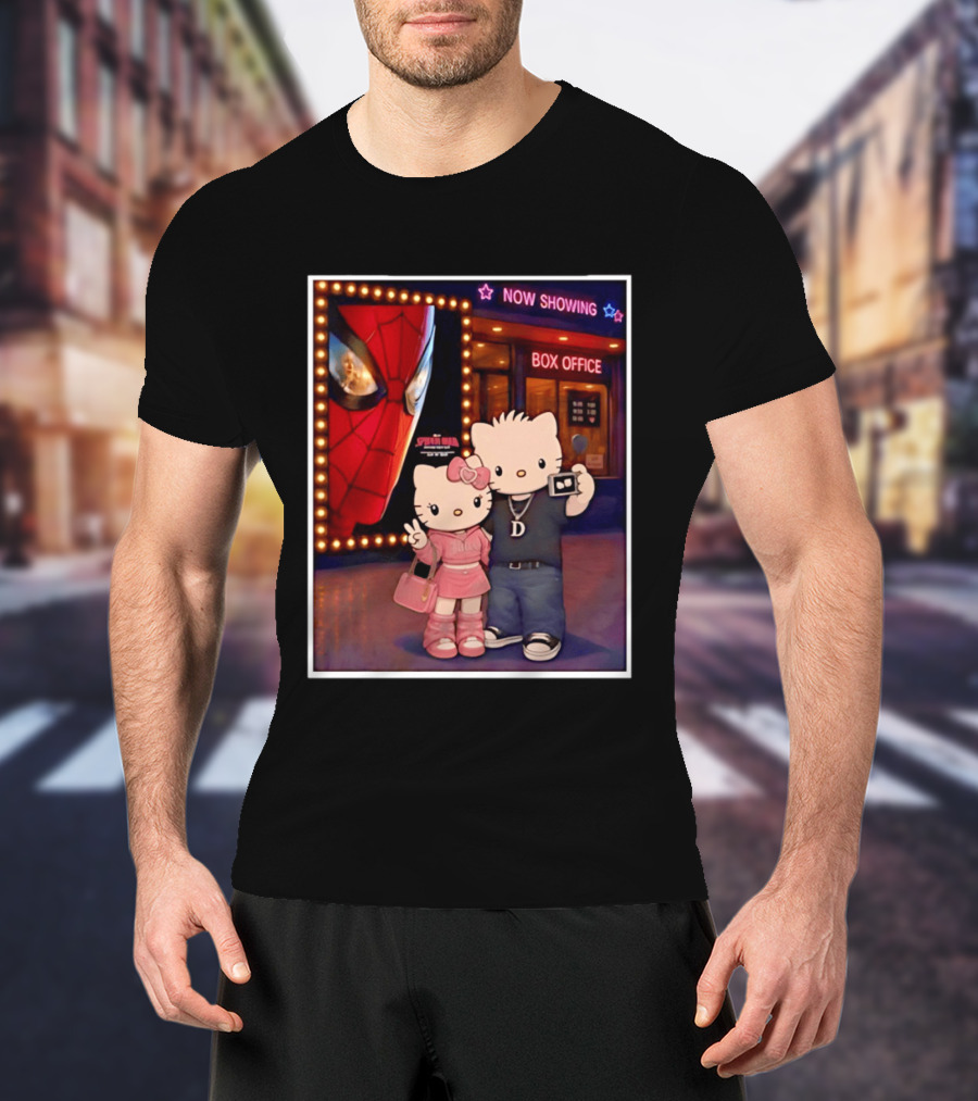 Now Showing Box Office Hello Kitty And Dear Daniel Spider Man Movie Polaroid Frame T-Shirt