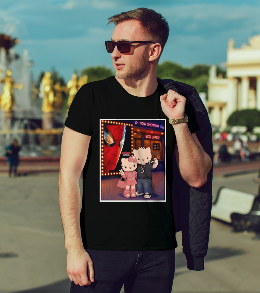 Now Showing Box Office Hello Kitty And Dear Daniel Spider Man Movie Polaroid Frame T-Shirt