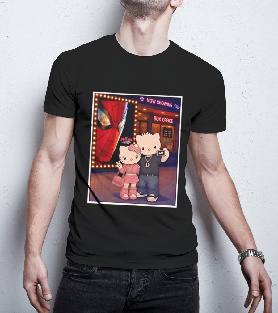 Now Showing Box Office Hello Kitty And Dear Daniel Spider Man Movie Polaroid Frame T-Shirt