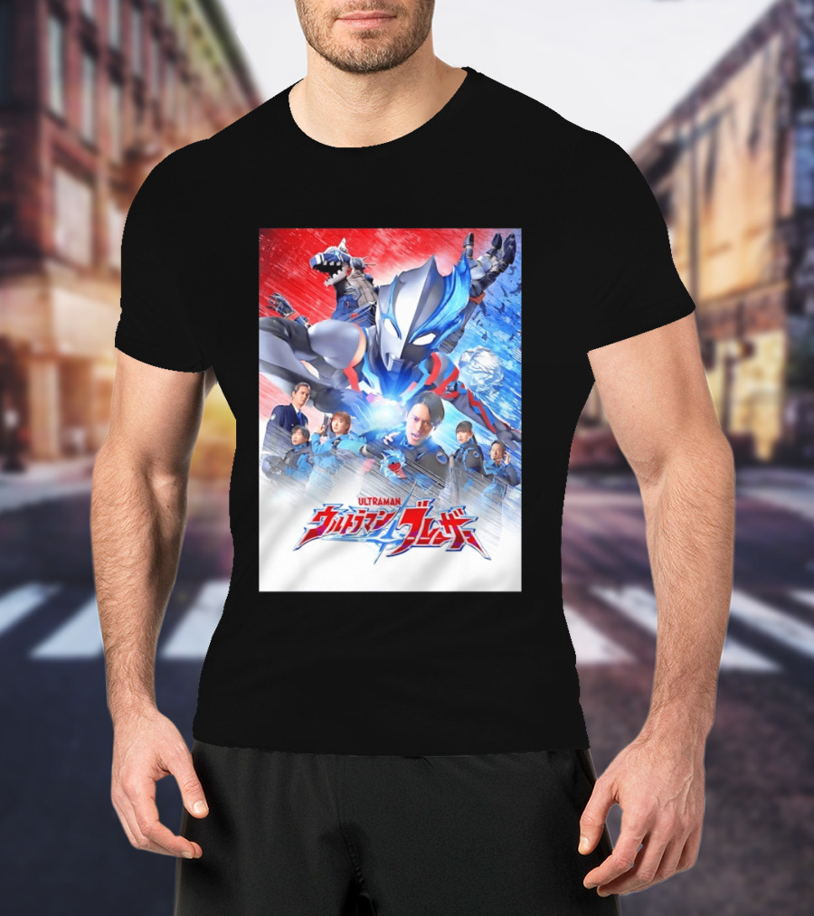 Ultraman Blazar Cast And Characters With Heroic Action Scene T-Shirt