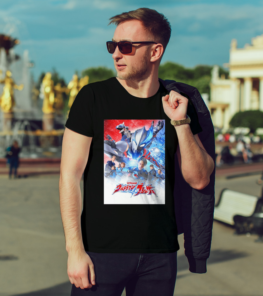 Ultraman Blazar Cast And Characters With Heroic Action Scene T-Shirt