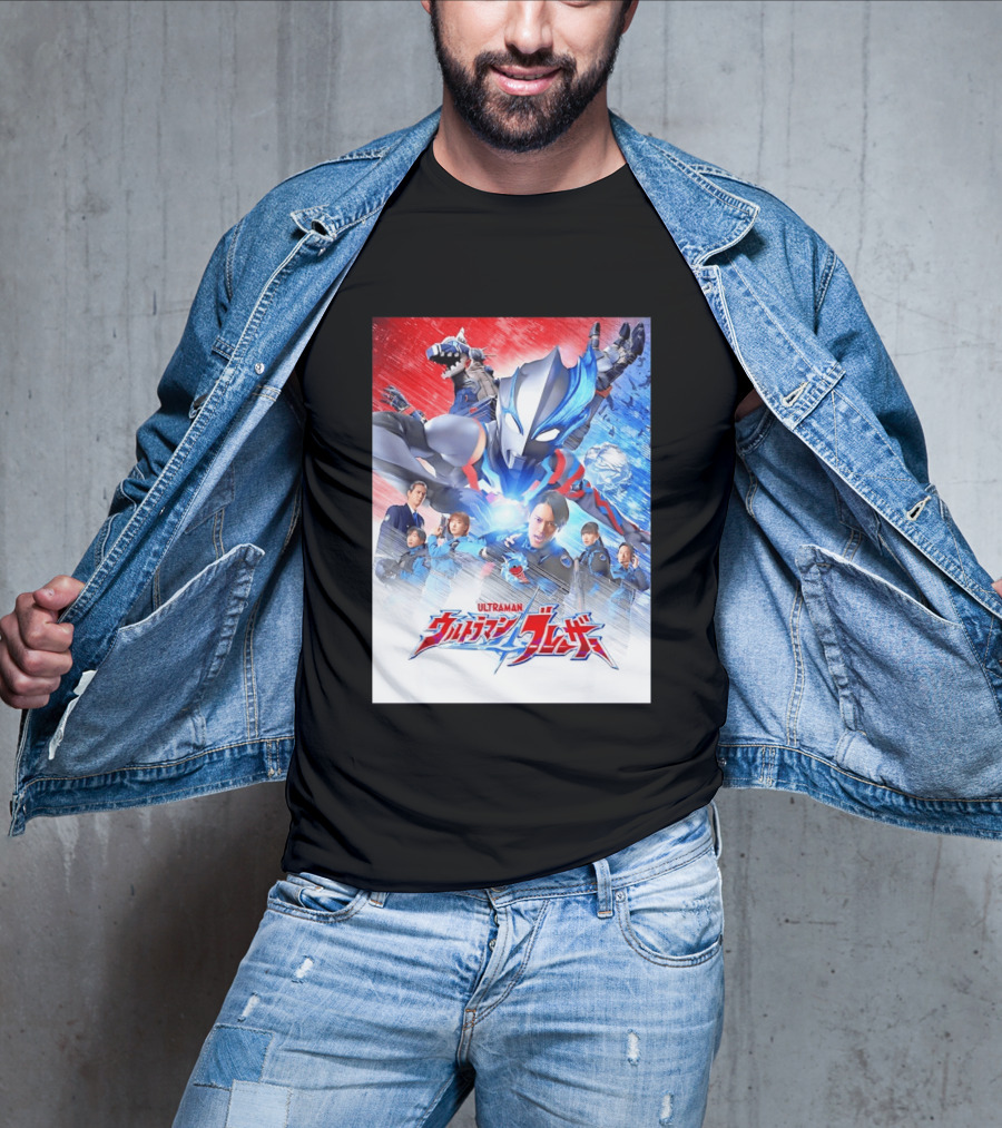 Ultraman Blazar Cast And Characters With Heroic Action Scene T-Shirt