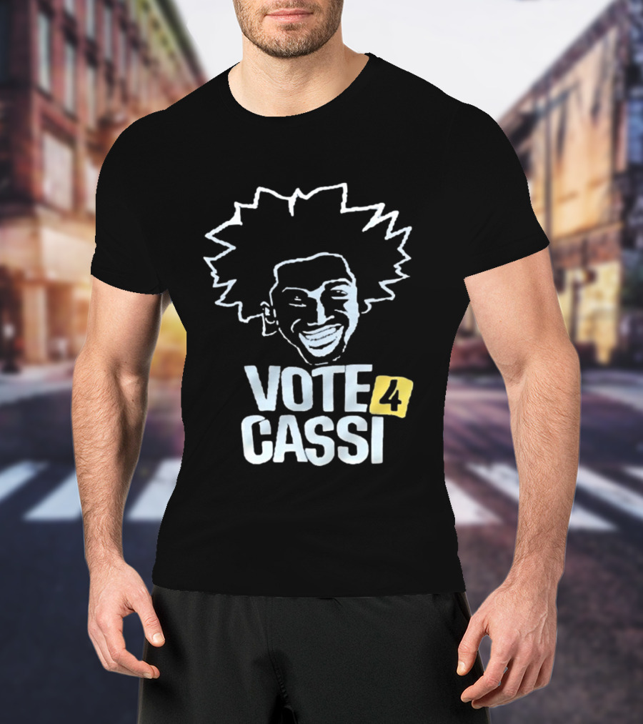 Vote 4 Cassi Spiky Afro Smiling Line T-Shirt
