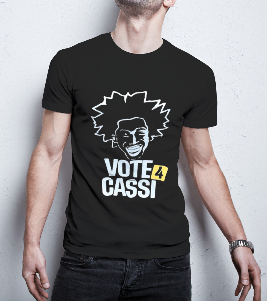 Vote 4 Cassi Spiky Afro Smiling Line T-Shirt