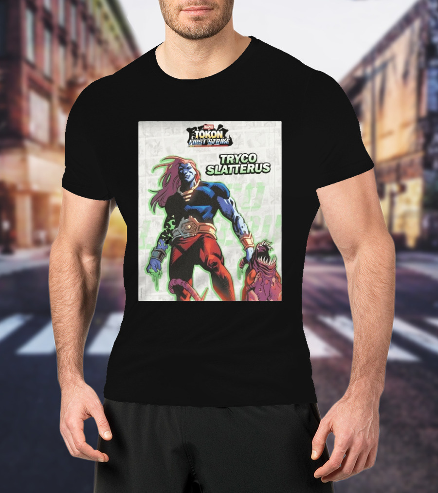 Marvel Tokon First Strike Tryco Slatterus Character With Creature T-Shirt