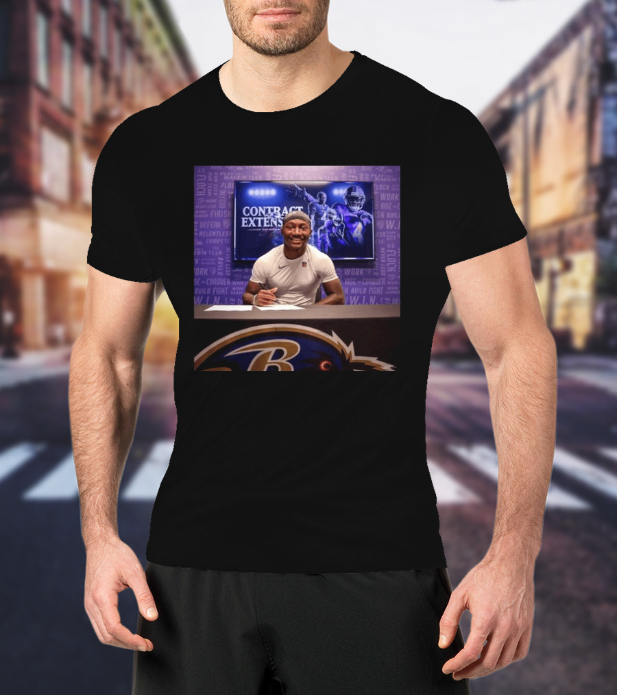 Zay Flowers Contract Extension Baltimore Ravens Football Player Signing NFL Deal T-Shirt