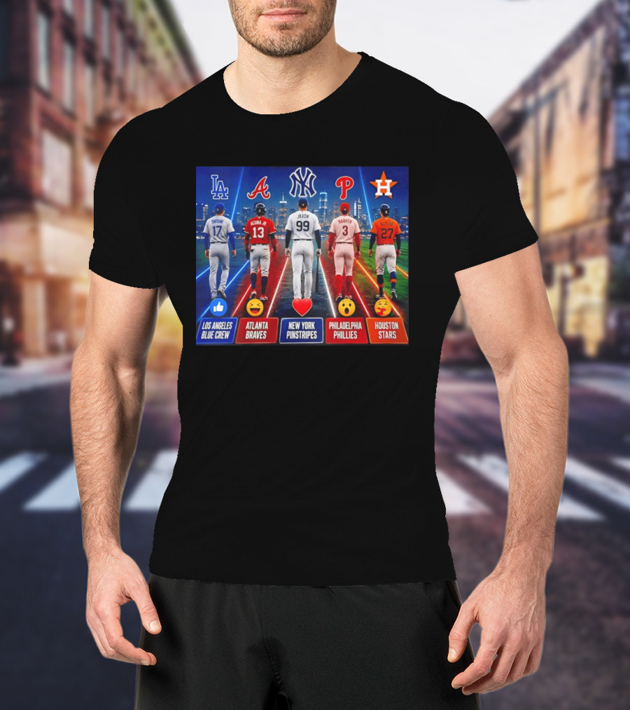Los Angeles Blue Crew Atlanta Braves New York Pinstripes Philadelphia Phillies Houston Stars Ohtani Acuna Jr Jaxon Harper Altuve T-Shirt