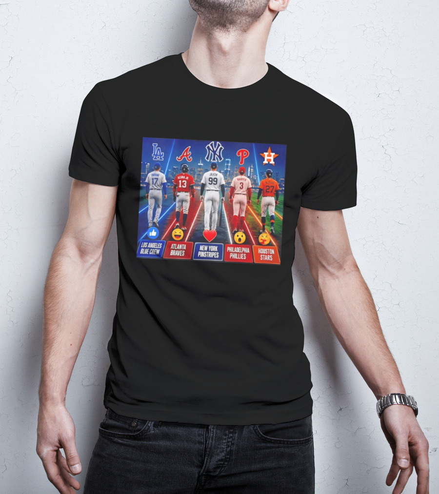 Los Angeles Blue Crew Atlanta Braves New York Pinstripes Philadelphia Phillies Houston Stars Ohtani Acuna Jr Jaxon Harper Altuve T-Shirt